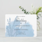 Invitation Mariage de lavage bleu céleste à l'aquarelle botan (Debout devant)