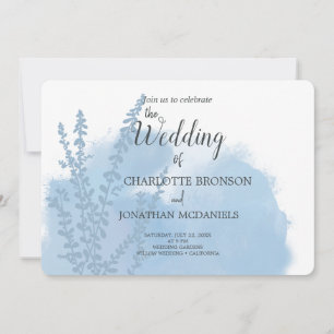 Invitation Mariage de lavage bleu céleste à l'aquarelle botan