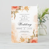 Invitation Mariage de lavage botanique de corail doux (Debout devant)