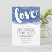 Invitation Mariage de lavage couleur bleu foncé (Debout devant)