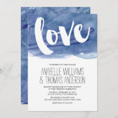 Invitation Mariage de lavage couleur bleu foncé (Devant / Derrière)