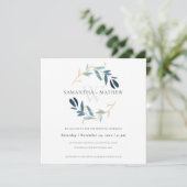 INVITATION MARIAGE DE LAVAGE DE COULEUR D'EAU EN FOLIAGE BLEU (Debout devant)