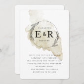 Invitation Mariage de lavage monographique à l'aquarelle mini (Devant / Derrière)