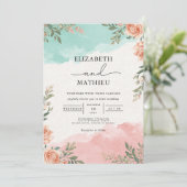 Invitation Mariage de lavage Turquoise de corail (Debout devant)