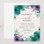 Invitation Mariage de lavage Turquoise profond (Devant / Derrière)