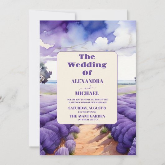 Invitation Mariage de lavande rustique (Devant)