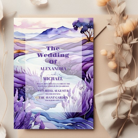 Invitation Mariage de lavande rustique