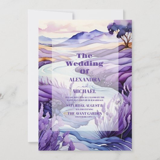 Invitation Mariage de lavande rustique (Devant)