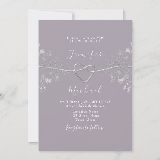 Invitation Mariage de lavande violette (Devant)