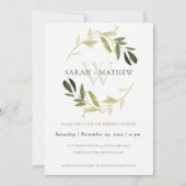 INVITATION MARIAGE DE LAVE DE COULEUR D'EAU EN FOLIAGE VERT O (Devant)