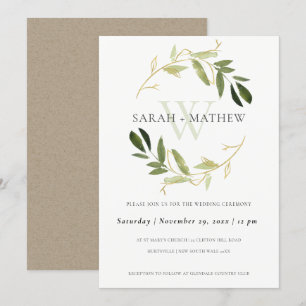 INVITATION MARIAGE DE LAVE DE COULEUR D'EAU EN FOLIAGE VERT O
