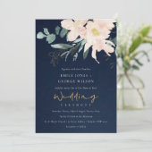 INVITATION MARIAGE DE LAVE DE COULEUR D'EAU FLEURIE BLANC MAR (Debout devant)