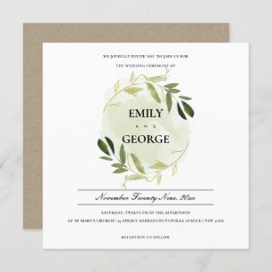 INVITATION MARIAGE DE LAVE-LINGE DE COULEUR D'EAU VERT D'OR
