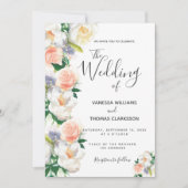 Invitation Mariage de l'écriture d'or rose blanche (Devant)