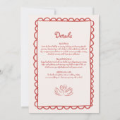 Invitation Mariage de l'écriture manuscrite rouge funky tiré (Dos)