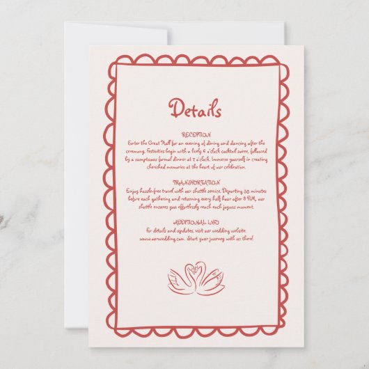 Invitation Mariage de l'écriture manuscrite rouge funky tiré  (Dos)