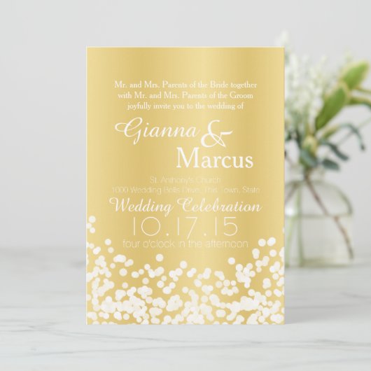 Invitation Mariage de l'effet de lumière or (Debout devant)