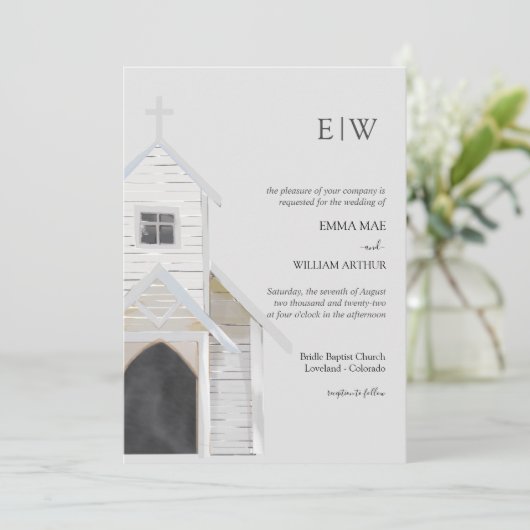 Invitation Mariage de l'église classique (Debout devant)