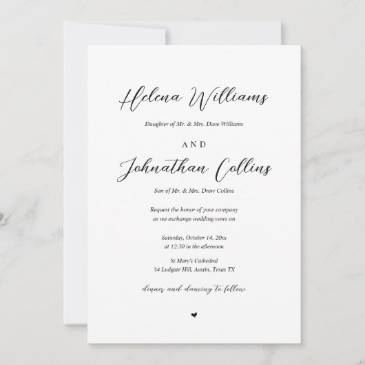 Invitation Mariage de l'église de mariée et de chambre, avec (Devant)