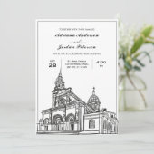 Invitation Mariage de l'église noire et blanche (Debout devant)