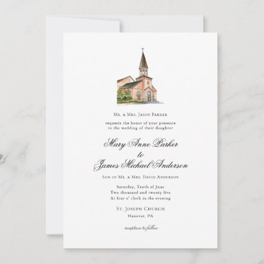 Invitation Mariage de l'église religieuse (Devant)