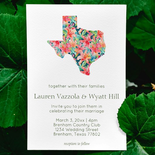 Invitation Mariage de l'état du Texas Bright Tropical Florals