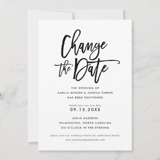 Invitation Mariage de lettres à main chic| Modifier La Date (Devant)