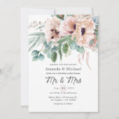 Invitation Mariage de l'eucalyptus rose bohème (Devant)