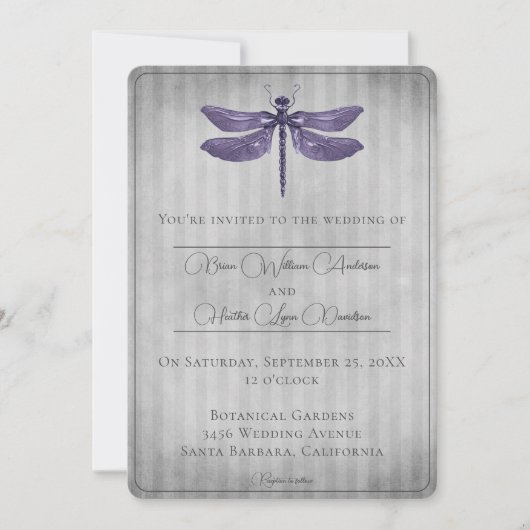 Invitation Mariage de libellules à bijoux pourpre (Devant)