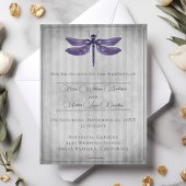 Invitation Mariage de libellules à bijoux pourpre