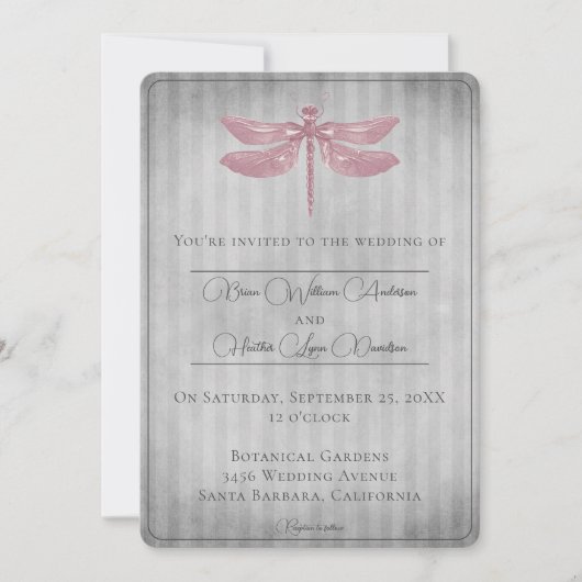 Invitation Mariage de libellules à bijoux rose (Devant)
