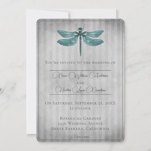 Invitation Mariage de libellules à bijoux turquoise (Devant)