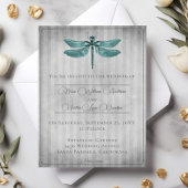 Invitation Mariage de libellules à bijoux turquoise