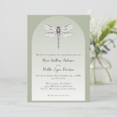 Invitation Mariage de libellules de Sage Green (Debout devant)