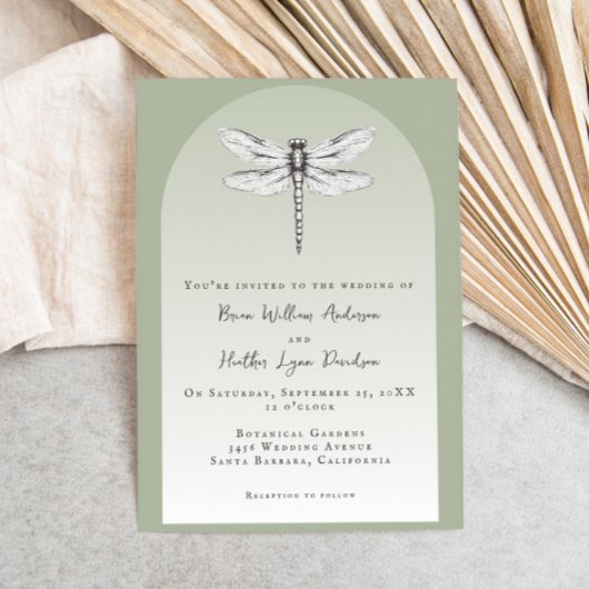 Invitation Mariage de libellules de Sage Green
