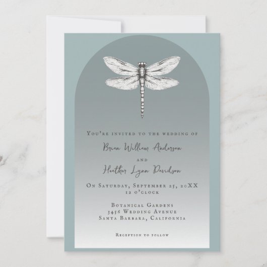 Invitation Mariage de libellules turquoise (Devant)