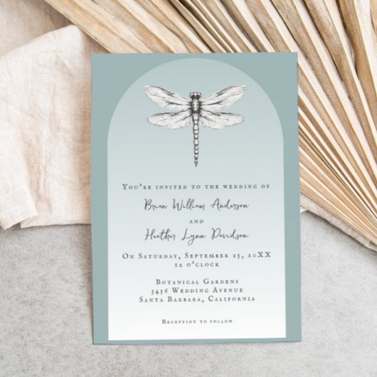 Invitation Mariage de libellules turquoise
