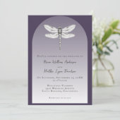 Invitation Mariage de libellules violettes foncées (Debout devant)