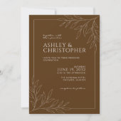 Invitation Mariage de ligne Brown en noyer moderne (Devant)