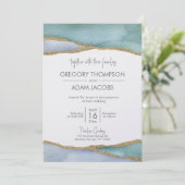 Invitation Mariage de ligne de Parties scintillant d'or Water (Debout devant)