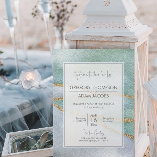 Invitation Mariage de ligne de Parties scintillant d'or Water