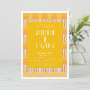 Invitation Mariage de lignes géométriques jaunes modernes du 