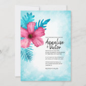 Invitation Mariage de l'île d'Hibiscus rose tropical (Devant)