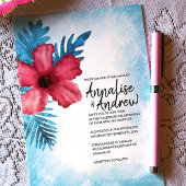 Invitation Mariage de l'île d'Hibiscus rose tropical