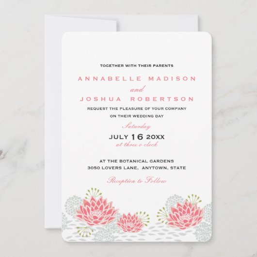 Invitation Mariage de Lillies d'Eau Peint (Devant)