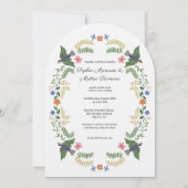 Invitation Mariage de lin à arc floral (Devant)