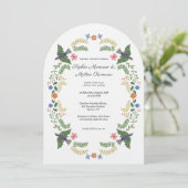 Invitation Mariage de lin à arc floral (Debout devant)