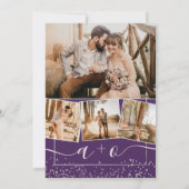 Invitation Mariage de l'initiales photo en feuille d'argent p (Dos)