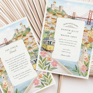 Invitation Mariage de Lisbonne aquarelle