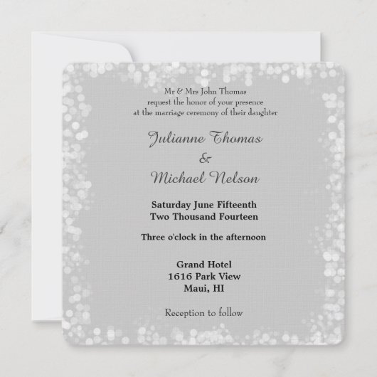Invitation Mariage de livre blanc gris (Devant)